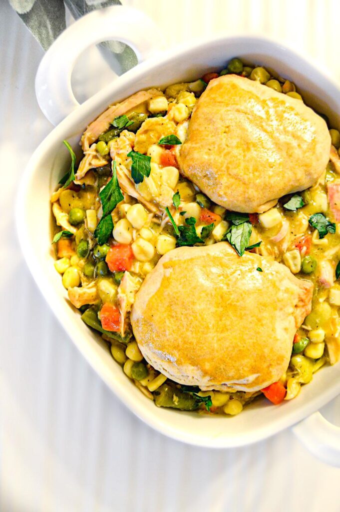 chicken pot pie with biscuit topping